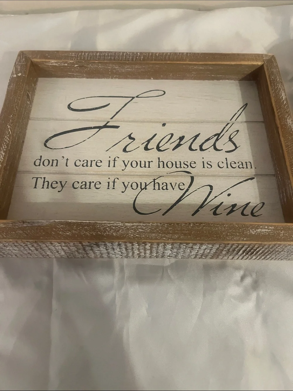 Kirklands White and Brown 'Home' and 'Friends' Wooden Frame Pair